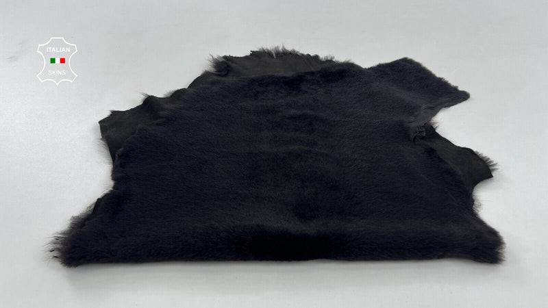 BLACK HAIR On sheepskin Shearling Lamb Sheep Leather hides fur 30"x45" #C1190