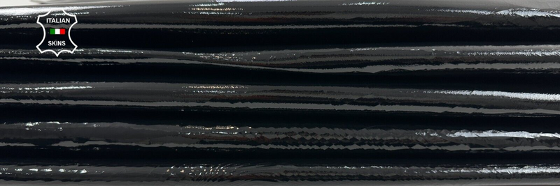 BLACK PATENT CRACKED Thick Strong Goatskin leather 13 skins 75+sqf 1.3mm C2360