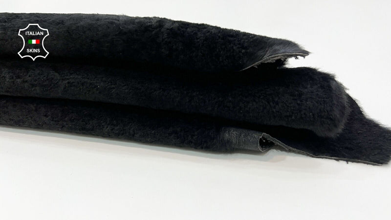 BLACK SHORT Hair On sheepskin Lamb shearling fur leather hides 28"X36" #C423