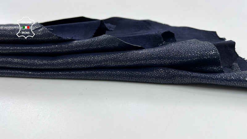 BLUE REPTILE PRINT On SHINY Soft Italian Lambskin leather hide 6sqf 0.7mm #C775