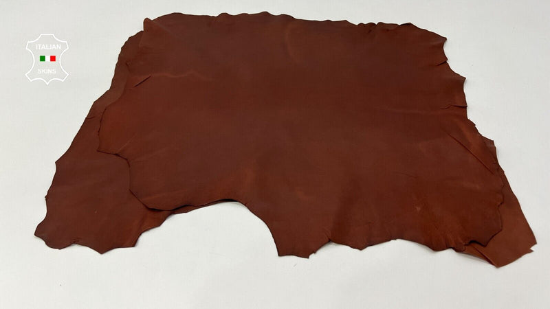 NATURAL BURNT BROWN Thin Soft Italian Lamb Leather 2 skins 10+sqf 0.6mm #B9875