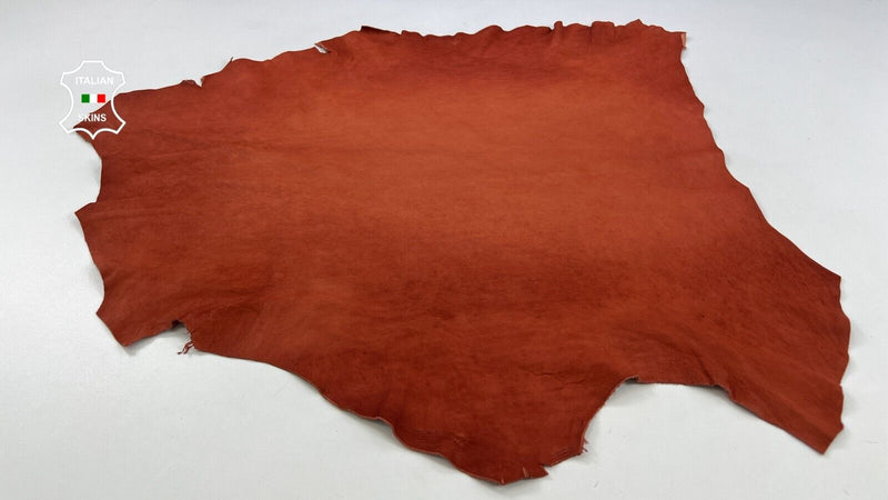 NATURAL FIRE ORANGE NAKED ANTIQUED Thick Soft Lambskin leather 6sqf 1.1mm C2051