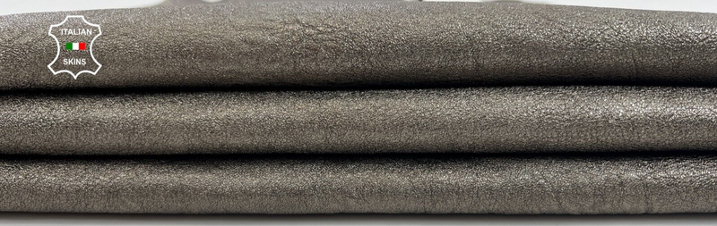 WASHED METALLIC PEWTER ROUGH Thick italian Lambskin leather 6sqf 1.6mm #C1175