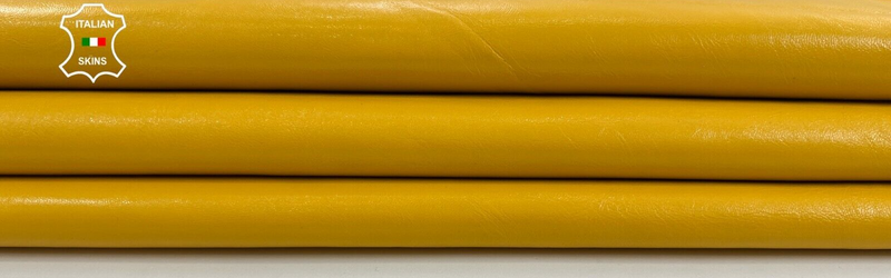 SEMI GLOSS YELLOW Soft Italian Lambskin leather Bookbinding 5sqf 0.7mm #C1260