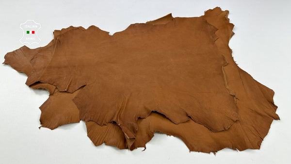 LIGHT BROWN VEGETABLE TAN Soft Italian Goatskin leather 2 skins 7sqf 0.8mm C2159