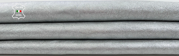 METALLIC SILVER WASHED ROUGH Thick Soft Lambskin leather hides 7sqf 1.7mm C1219