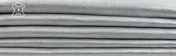 METALLIC SILVER ROUGH WASHED Thick Lambskin leather 2 skins 12sqf 1.2mm #C1493