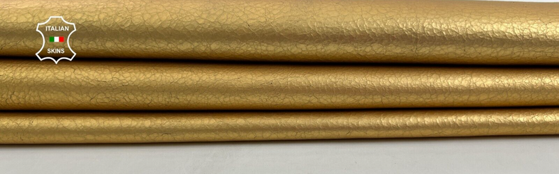 METALLIC OLD GOLD CRINKLED Soft Italian Lambskin leather hides 7sqf 1.0mm #C883