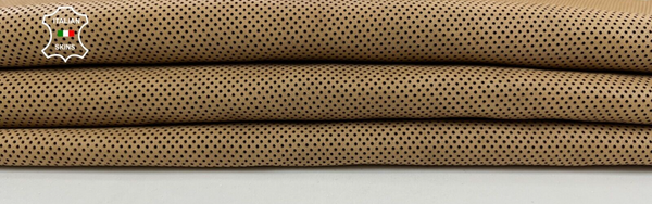 CAMEL BROWN PINHOLES PERFORATED Thick Soft Lambskin leather 5+sqf 1.1mm #C1785