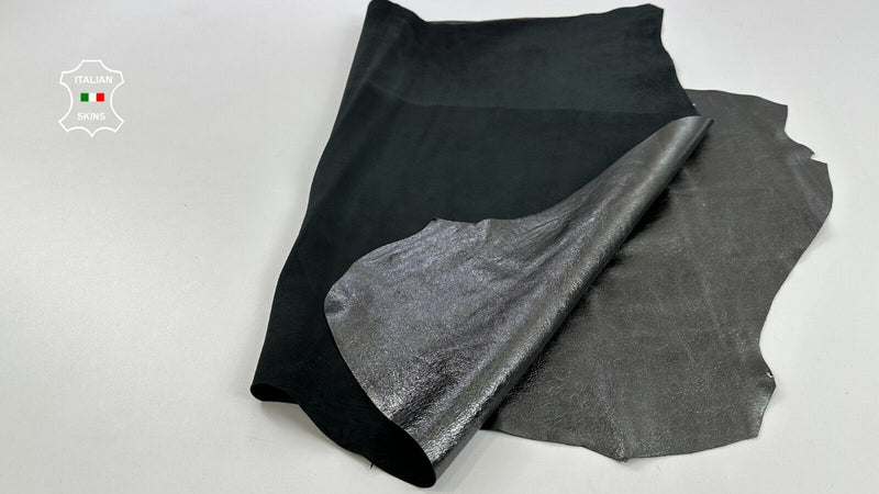 METALLIC GUNMETAL ROUGH Soft Italian Lambskin leather hides 7sqf 0.8mm #C2558