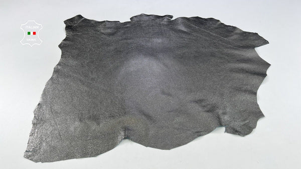 METALLIC PEWTER SMOKED ROUGH Thin Soft Italian Lamb leather 6sqf 0.6mm #C1930