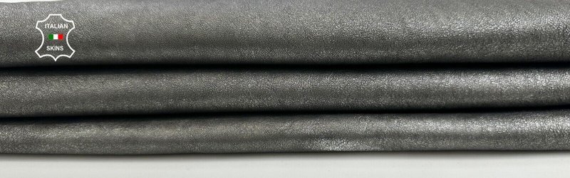 METALLIC GUNMETAL DISTRESSED ROUGH Thick Goatskin leather hides 5sqf 1.1mm C2518