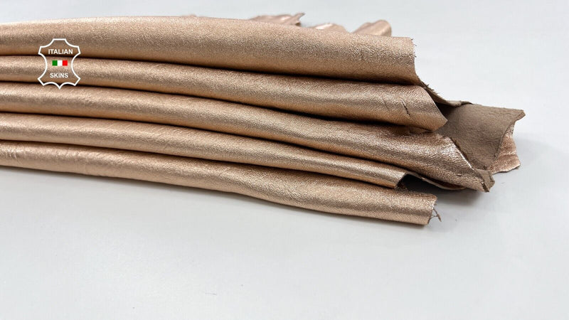 WASHED METALLIC ROSE GOLD ROUGH Thick Goat leather 2 skins 10+sqf 1.6mm #C1173