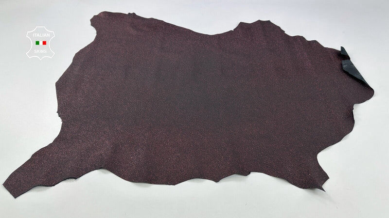 METALLIC WINE RED SHIMMER PRINT ROUGH Thick Lambskin leather 5+sqf 1.1mm C2187