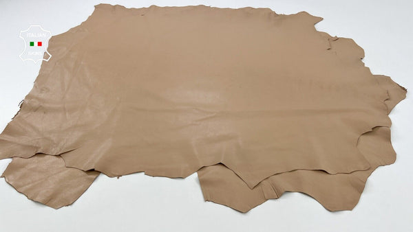 CREAM BEIGE SEMI GLOSS Thin Soft Italian Lamb leather 2 skins 16sqf 0.6mm #C659