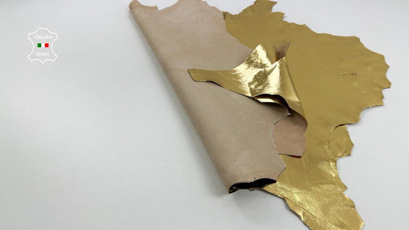 METALLIC GOLD Soft Italian Lambskin leather hides 2 skins 10+sqf 0.7mm #C2428