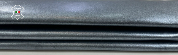 METALLIC BLUISH CHROME DISTRESSED Italian Lambskin leather hide 6sqf 0.9mm C2436