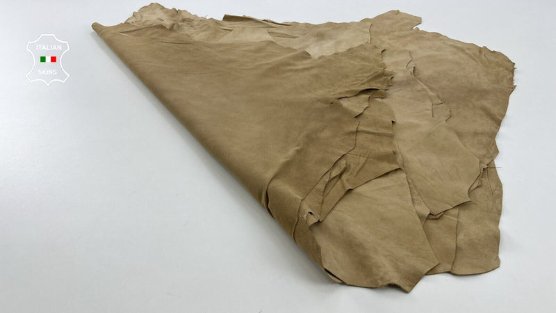 BEIGE SUEDE Soft Italian Lambskin Lamb leather hides 6 skins 30sqf 0.7mm #C533