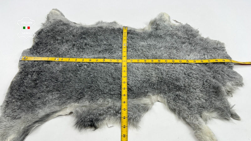 LIGHT GREY DISTRESSED Short Hair On sheepskin shearling Fur leather 17"X29" C972