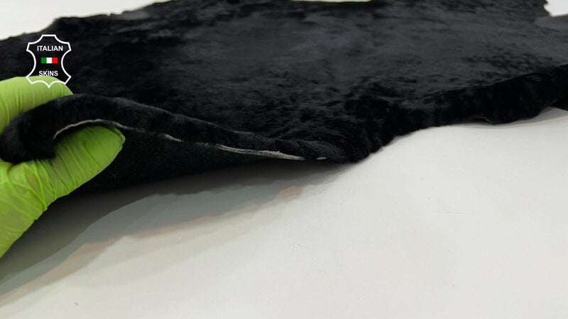 BLACK SHORT Hair On sheepskin Lamb shearling fur leather hides 24"X34" #C426