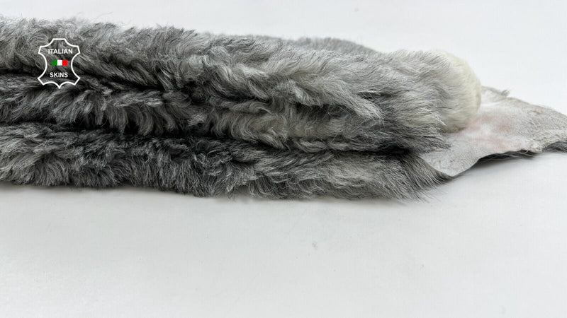 LIGHT GREY DISTRESSED Short Hair On sheepskin shearling Fur leather 17"X29" C972