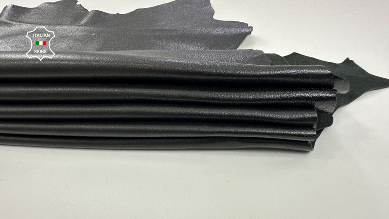 BLACK SHINY Soft Italian Lambskin Sheep leather hides 2 skins 10+sqf 0.9mm C2792