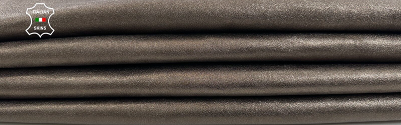 METALLIC SMOG ROUGH Thick Italian Goatskin leather hide 2 skins 9sqf 1.3mm C2583