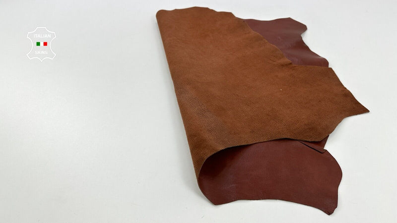 TERRACOTTA BROWN COATED SHINY ROUGH Thick Strong Goat Leather 4+sqf 1.2mm #C2403