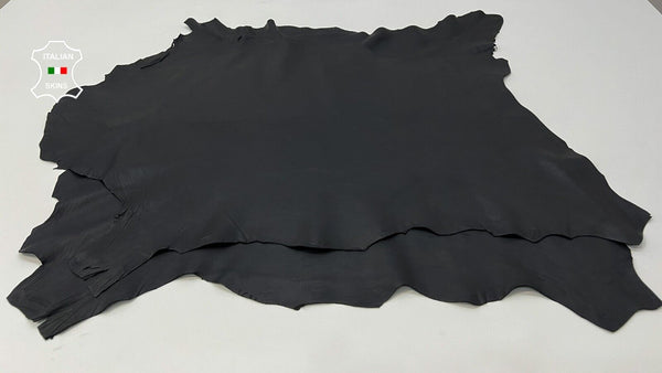 NATURAL BLACK Thick Soft Italian Lambskin leather hides 2 skins 12sqf 1.1mm C471