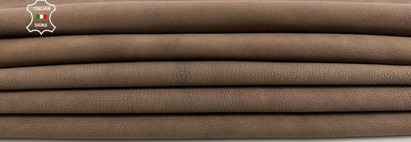 WASHED TAUPE BROWN VEGETABLE TAN ROUGH Goat leather 2 skins 9+sqf 1.3mm C2448