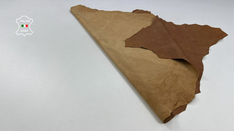 NATURAL LIGHT BROWN VEGETABLE TAN Soft Italian Lamb leather 6+sqf 0.7mm #C2130