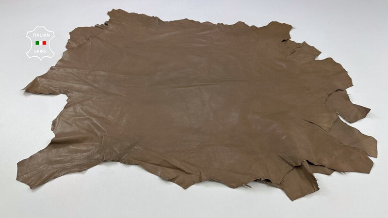 KHAKI BROWN Thin Soft Italian Goatskin leather hides 2 skins 12sqf 0.6mm #C2305