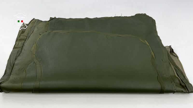 OLIVE GREEN Soft Italian STRETCH Lambskin leather hide 6 skins 35sqf 1.0mm C2135