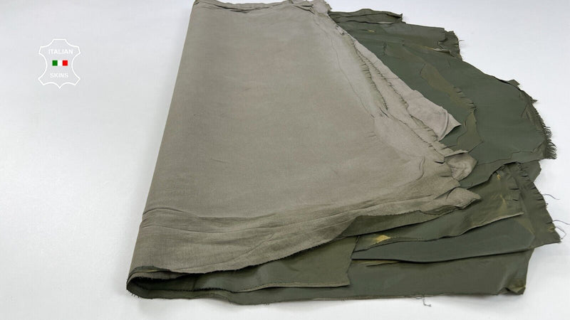 OLIVE GREEN Soft Italian STRETCH Lambskin leather hide 6 skins 35sqf 1.0mm C2135