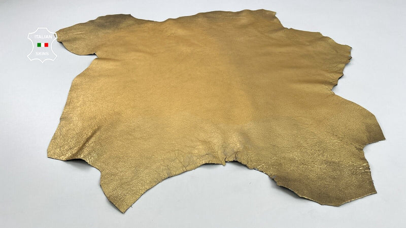 METALLIC OLD GOLD CRINKLED Soft Italian Lambskin leather hides 7sqf 1.0mm #C883