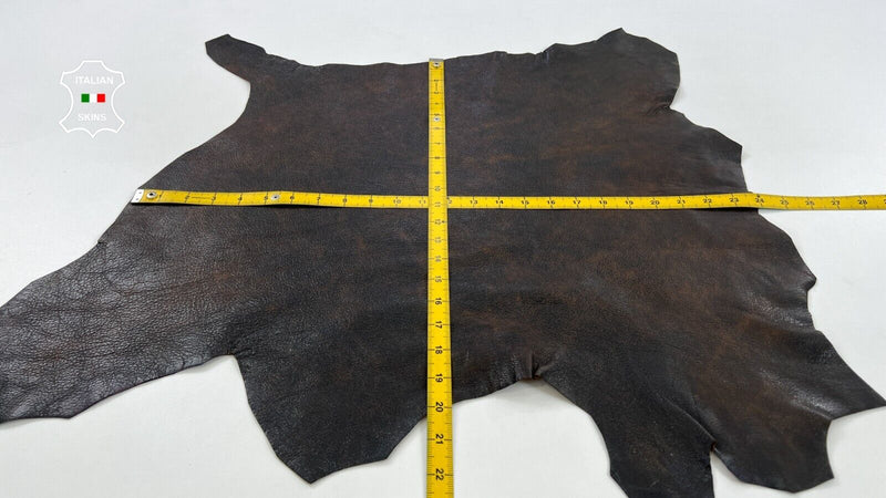 BROWN ANTIQUED ROUGH Thick Italian Goatskin Goat leather hide 3+sqf 1.2mm #C1564