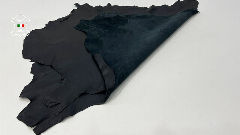 NATURAL BLACK Thick Soft Italian Lambskin leather hides 2 skins 12sqf 1.1mm C471