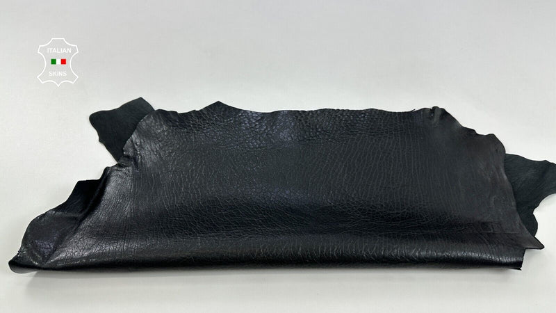 BLACK GRAINY SHINY Thick Italian Goatskin Goat leather hides 4+sqf 1.4mm #C2174