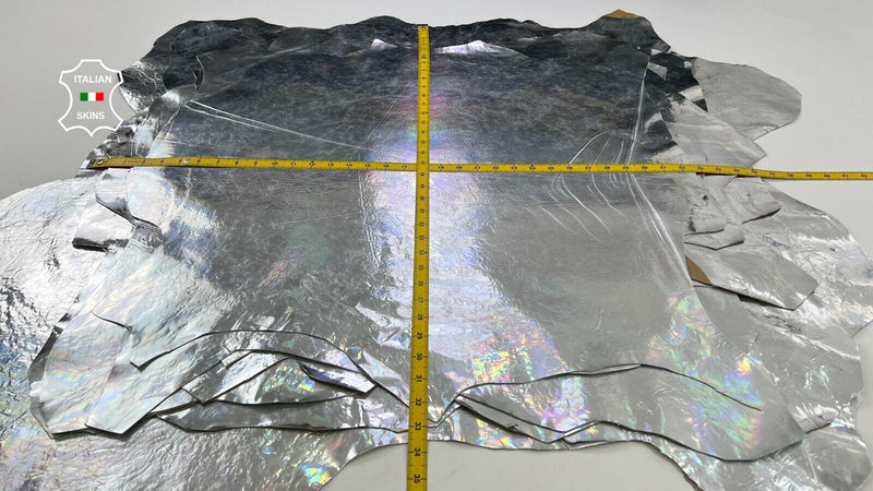 METALLIC SILVER HOLOGRAPHIC COATED Goatskin leather 10 skins 50+sqf 0.8mm #C1755