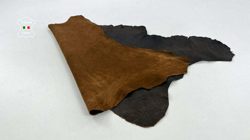 DARK BROWN GRAINY ANTIQUED RUSTIC LOOK Thick Lambskin leather 5+sqf 1.2mm C1221