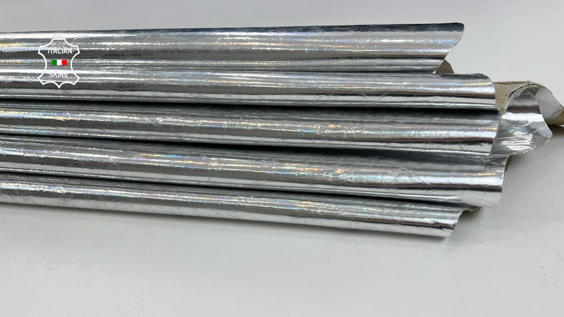 METALLIC SILVER HOLOGRAPHIC COATED Goatskin leather 10 skins 50+sqf 0.8mm #C1755