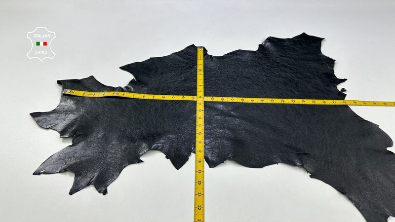 BLACK COATED SHINY ROUGH Italian Goatskin leather hides skins 3sqf 1.0mm #C2180