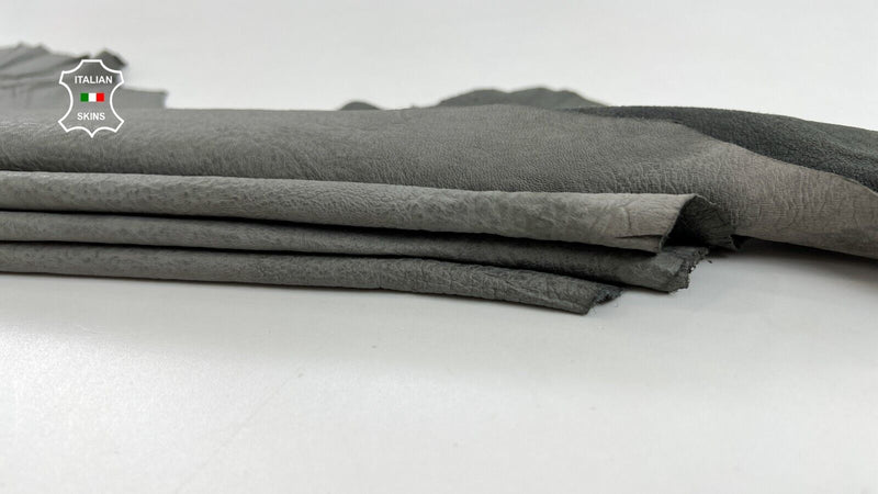 DIRTY CRINKLE GREY DISTRESSED VEGETABLE TAN Thin Lamb leather 6+sqf 0.6mm #C745