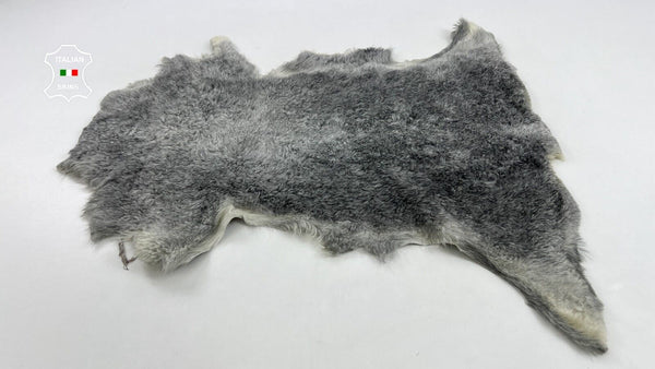 LIGHT GREY DISTRESSED Short Hair On sheepskin shearling Fur leather 17"X29" C972