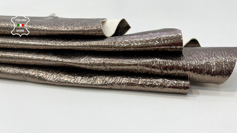 METALLIC SMOG CRINKLE Italian Lambskin Lamb leather skins hides 6sqf 1.0mm #C130