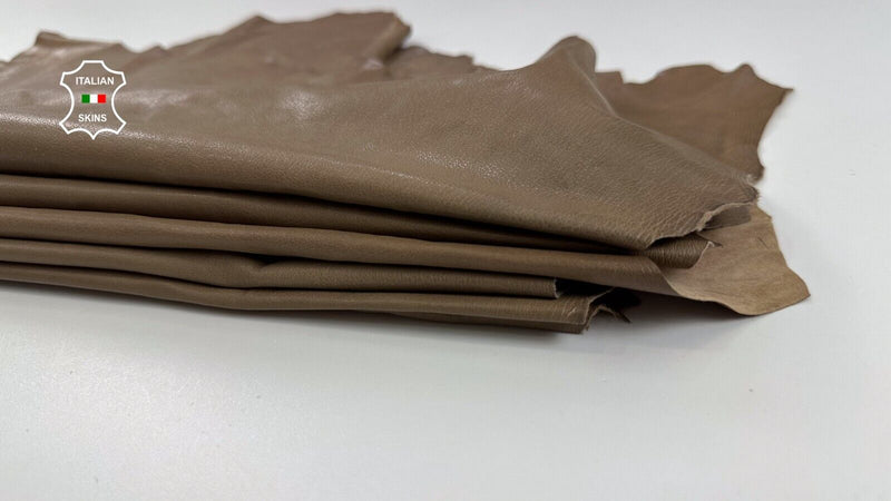 KHAKI BROWN Thin Soft Italian Goatskin leather hides 2 skins 12sqf 0.6mm #C2305