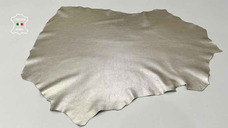 METALLIC LIGHT GOLD PLATINUM Soft Italian Lambskin leather hides 6sqf 0.7mm C318