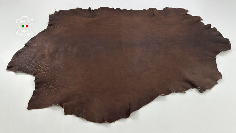 WASHED DARK BROWN RUSTIC ANTIQUED VEGETABLE TAN Lamb leather 7sqf 1.4mm #C2806