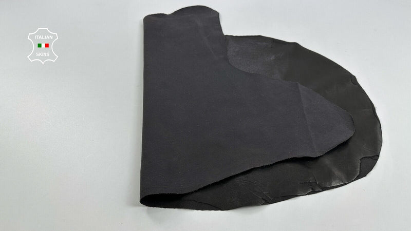 SHINY BLACK Soft Italian STRETCH Backed Lambskin leather hide 4+sqf 0.7mm C3040