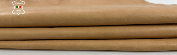 SANDY TAN CRINKLED VINTAGE LOOK Thin Soft Italian Goat leather 6+sqf 0.5mm C2608